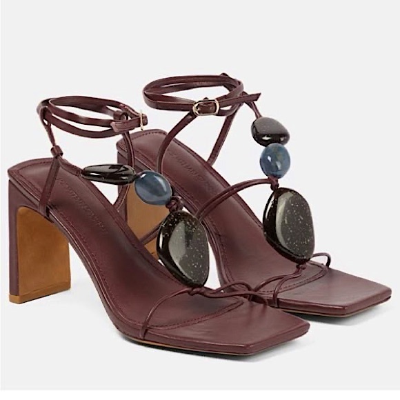 NWOT SIMKHAI Theresa Strappy Leather Sandals in Merlot Size EU 38/US 8 - Picture 1 of 10